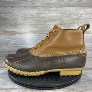Vintage LL Bean Men’s Brown Leather Rubber 6” Duck Boots Size 10 M Made In USA